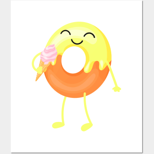 Donut eating ice cream Posters and Art